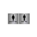 Bay-bayan Wc Yönlendirme Yazısı Metal Gümüş 2'li 10x10 Cm