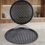 BAY HOME 32 cm Delikli Yanmaz Yapışmaz Teflon Pizza Tepsisi