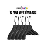 Bayan Ceket Gömlek Askısı Siyah Soft Renk 10 Adet 38 Cm Genişlik Siyah