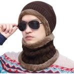 Bayan Erkek Unisex Kışlık Bere ve Boyunluk Set Koyu Kahverengi