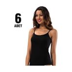 Bayan Ip Askılı Atlet 6lı - 3XL - Siyah