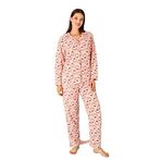Bayan Kışlık Welsoft Peluş İnci Polar Düğmeli Pijama Takımı 'İpeksi Doku' Somon M