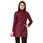 Bayan Moda Tranding Deri Uzun Ceket - Kadın Kuzu Derisi Napa Düz Deri Ceket - Trençkot Uzun - Gerçek Deri Günlük Kıyafet - Kadın Akıllı Kesim Hakiki Deri Ceket Parka, Bölüm 3 Bordo, M