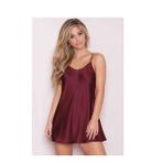 BAYAN SATEN DÜZ KISA GECELİK (Bordo)