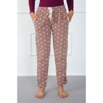 Bayan Welsoft Polar Tek Alt Pijama 210043 Kahve - Beyaz