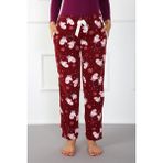 Bayan Welsoft Polar Tek Alt Pijama 210052 Bordo - Beyaz