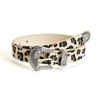 Bayanlar 2.5cm geniş kemer, retro oyma leopar baskı moda dopamin batı bel toka kemer, Bej, Tek Beden