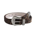 Bayanlar 2.5cm geniş kemer, retro oyma leopar baskı moda dopamin batı bel toka kemer, Kahve Rengi, Tek Beden