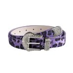 Bayanlar 2.5cm geniş kemer, retro oyma leopar baskı moda dopamin batı bel toka kemer, Mor, Tek Beden
