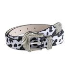 Bayanlar 2.5cm geniş kemer, retro oyma leopar baskı moda dopamin batı bel toka kemer, Siyah ve Beyaz, Tek Beden