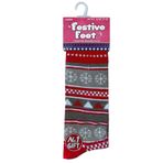Bayanlar Festival Noel Çorap Eğlence Tasarımları UK 4/8, EUR 37/42 (Kırmızı/Gri Fuar Isle)