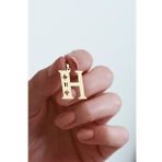 Bayar Gold 14 Ayar Altın H Harf Çınar Yaprağı Kolye Ucu