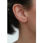 Bayar Gold 14 Ayar Taşlı Dikdörtgen Tragus Altın Piercing