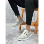 Baybonza BA0355 Bağcıksız Keten Gri Klasik Corcik Erkek Ayakkabı