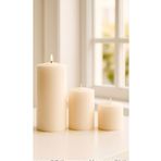 BayCazip Soya Parafinli Beyaz 3 Adet 30 Saat Yanma Süreli Çap 7 Cm Boylar 6x9x12 Cm Blok Mum