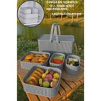 Bayce Home 5 Parça Gri Taşınabilir 17 Lt. Piknik Seti ve Saklama Kapları