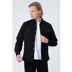 BAYEFENDİ Erkek Kutulu Slim Fit Cepli Likralı Kot Gömlek