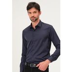BAYEFENDİ Hediye Kutulu Erkek Klasik Slim Fit Lacivert Saten Gömlek