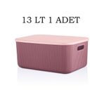 Bayev 1 Adet Storage 13 Lt Mor Çok Amaçlı Dolap Içi Düzenleyici Kapaklı Kutu, Dekoratif Saklama Kutusu