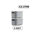 Bayev 2 Adet Storage 6lt Gri Çok Amaçlı Dolap Düzenleyici Kapaklı Kutu, Dekoratif Anaokulu Saklama Kutusu