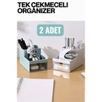 Bayev 2 Adet Tatto Tek Çekmeceli Bölmeli Çok Amaçlı Düzenleyici Organizer-Ofis Kalemlik Makyaj Organizeri