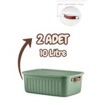 Bayev 2 Adet Yeşil 10 Lt Boxsis Set Çok Amaçlı Kapaklı Kutu Dolap Içi Düzenleyici Organizer - Hobi Kutusu