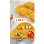 Bayev 2'li Araba Model Mama Tabağı ( 2 Adet Turuncu) Bebek Ve Çocuk Bölmeli Yemek Tabağı