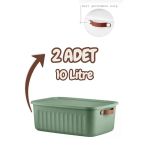Bayev 2'li Yeşil 10 Lt Boxsis Set Çok Amaçlı Kapaklı Kutu Dolap Içi Düzenleyici Organizer - Hobi Kutusu