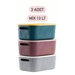 Bayev 3 Adet Storage 13 Lt Mix Dolap Içi Düzenleyici Kutu - Çorap Kıyafet Kapaklı Saklama Kabı