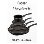 Bayev 4 Parça Ragnar Tava Seti Çeyiz Mutfak Tava Set Grill Omlet Kızartma Ve Sosluk Kaçerola Seti