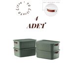 Bayev 4'lü Yeşil 10 Lt Boxsis Set Çok Amaçlı Kapaklı Kutu Dolap Içi Düzenleyici Organizer - Hobi Kutusu