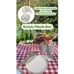 Bayev 6 Kişilik Piknik Seti - Taşıma Saklama Çantalı Piknik Seti-31 Parça Piknik Organizer Gri
