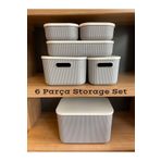 Bayev 6 Parça Storage Gri Set 5 Boy Çok Amaçlı Dolap Içi Kapaklı Düzenleyici Kutu Dekoratif Saklama Kutusu