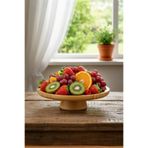 Bayev Bambu 20 Cm Yuvarlak Ayaklı Sunumluk 700723 - Ahşap Servis Sunum Tabağı