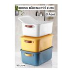 Bayev Boxsıs 3 Adet 10 Lt Mix Düzenleyici Kapaklı Kutu Storage Dekoratif Dolap İçi Organizer Kutu