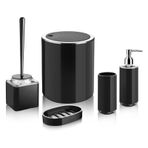 Bayev Cift Baski 5 Li Banyo Set - Siyah