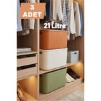 Bayev Colors Mix 3 Adet 21 Lt Dolap İçi Düzenleyici Organizer Hobi Oyuncak Kutusu Kapaklı Saklama Kutusu