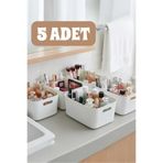 Bayev Sort 5 Adet Kozmetik Düzenleyici Organizer Beyaz Renk Plastik Çok Amaçlı Banyo Mutfak Düzenleyici