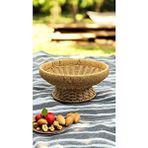 Bayev Yuvarlak 25 Cm Ayaklı Meyvelik 700786 Dekoratif Hasır Sunumluk Kahverengi