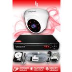 BAYICAM 1 Kameralı Dome 1 İç Kamera Set 2 TB HDD Full HD Gece Görüşlü Güvenlik Kamerası Sistemi