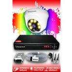 BAYICAM 1 Kameralı Dome 1 İç Kamera Set HDD'siz Full HD Renkli Gece Görüşlü Güvenlik Kamerası Sistemi
