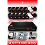 BAYICAM 10 Kameralı Panda 10 Dış Kamera Set 250 GB HDD Full HD Gece Görüşlü Güvenlik Kamerası Sistemi