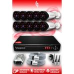 BAYICAM 10 Kameralı Uzay 10 Dış Kamera Set HDD'siz Full HD Gece Görüşlü Güvenlik Kamerası Sistemi
