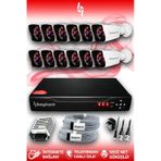 BAYICAM 12 Kameralı Kare 12 Dış Kamera Set HDD'siz Full HD Gece Görüşlü Güvenlik Kamerası Sistemi
