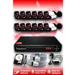 BAYICAM 12 Kameralı Panda 12 Dış Kamera Set 2 TB HDD Full HD Gece Görüşlü Güvenlik Kamerası Sistemi