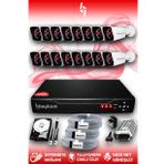 BAYICAM 16 Kameralı Kare 16 Dış Kamera Set 1 TB HDD Full HD Gece Görüşlü Güvenlik Kamerası Sistemi