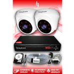 BAYICAM 2 Kameralı Dome 2 İç Kamera Set 320 GB HDD Full HD Gece Görüşlü Güvenlik Kamerası Sistemi
