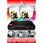 BAYICAM 2 Kameralı Dome 2 İç Kamera Set 320 GB HDD Full HD Renkli Gece Görüşlü Güvenlik Kamerası Sistemi