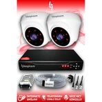 BAYICAM 2 Kameralı Dome 2 İç Kamera Set HDD'siz Full HD Gece Görüşlü Güvenlik Kamerası Sistemi