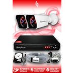 BAYICAM 2 Kameralı Kare 2 Dış Kamera Set 100 GB HDD Full HD Gece Görüşlü Güvenlik Kamerası Sistemi
